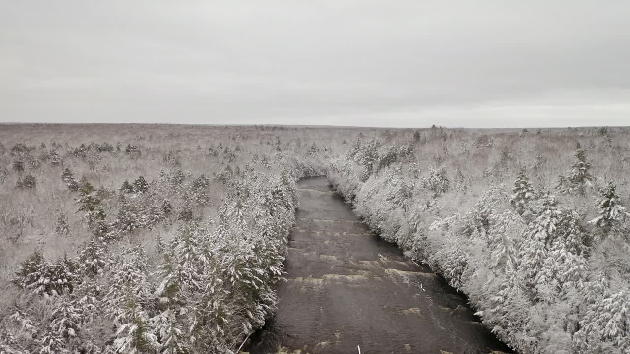 Vista aerea invernale del Parco Statale delle Cascate di Tahquamenon.
