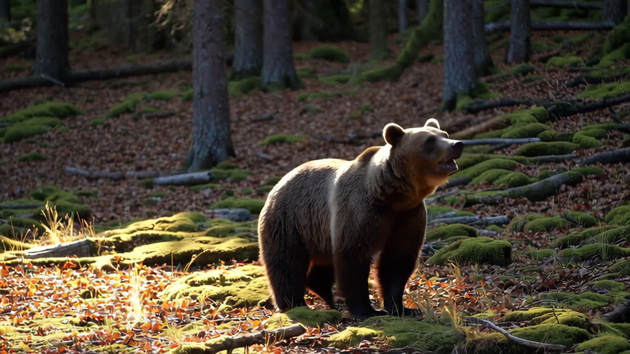 Brown Bear in Autumn Forest