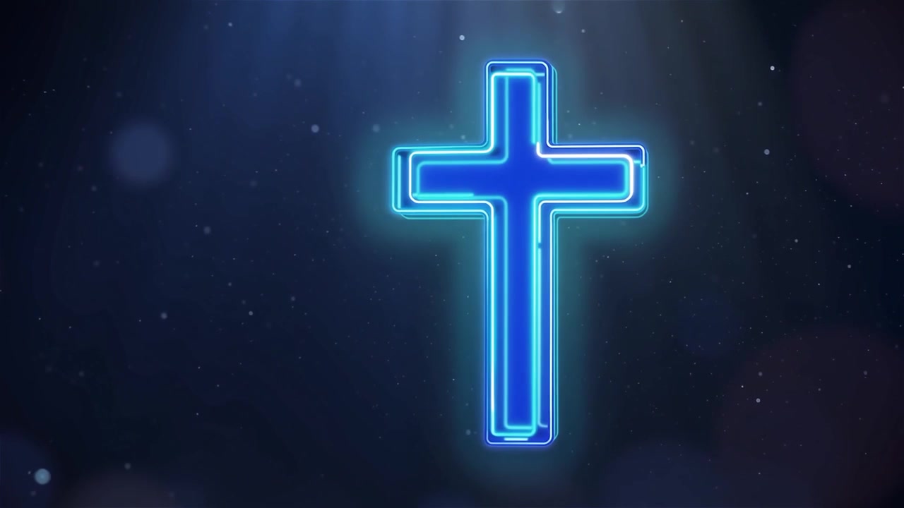 Croce Cristiana Luce Celestiale Sfondo per il Culto.