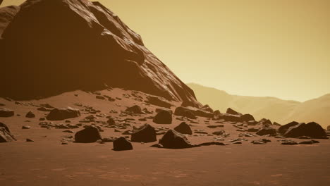 fantastic martian landscape in rusty orange shades