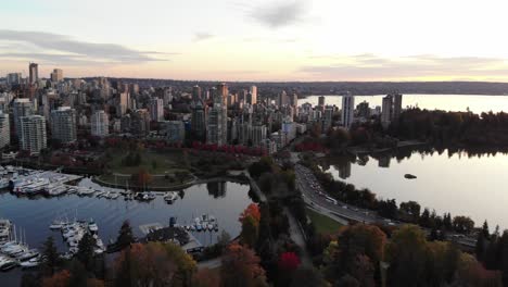 180 degree aerial pan of vancouver downtown
