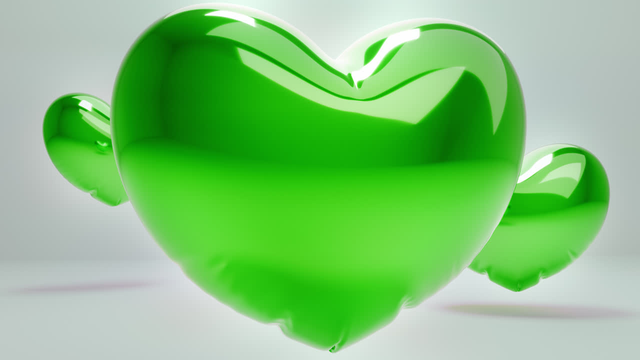 Green Balloon Hearts