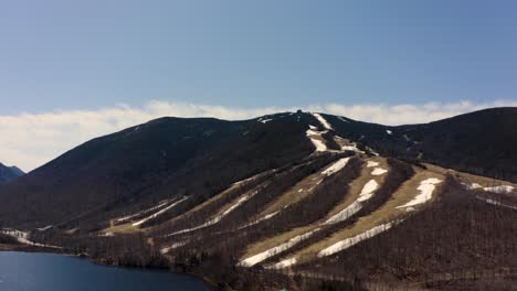 Cannon ski mountain in Franconia new Hampshire after season close Drone Aerial 4k 30p