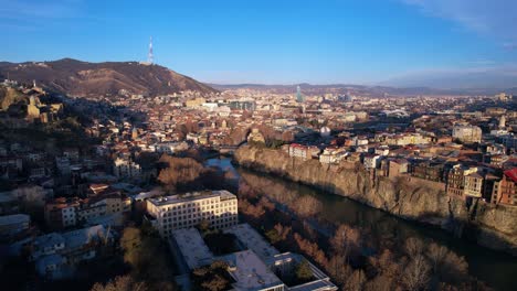 sunrise in the city aerial