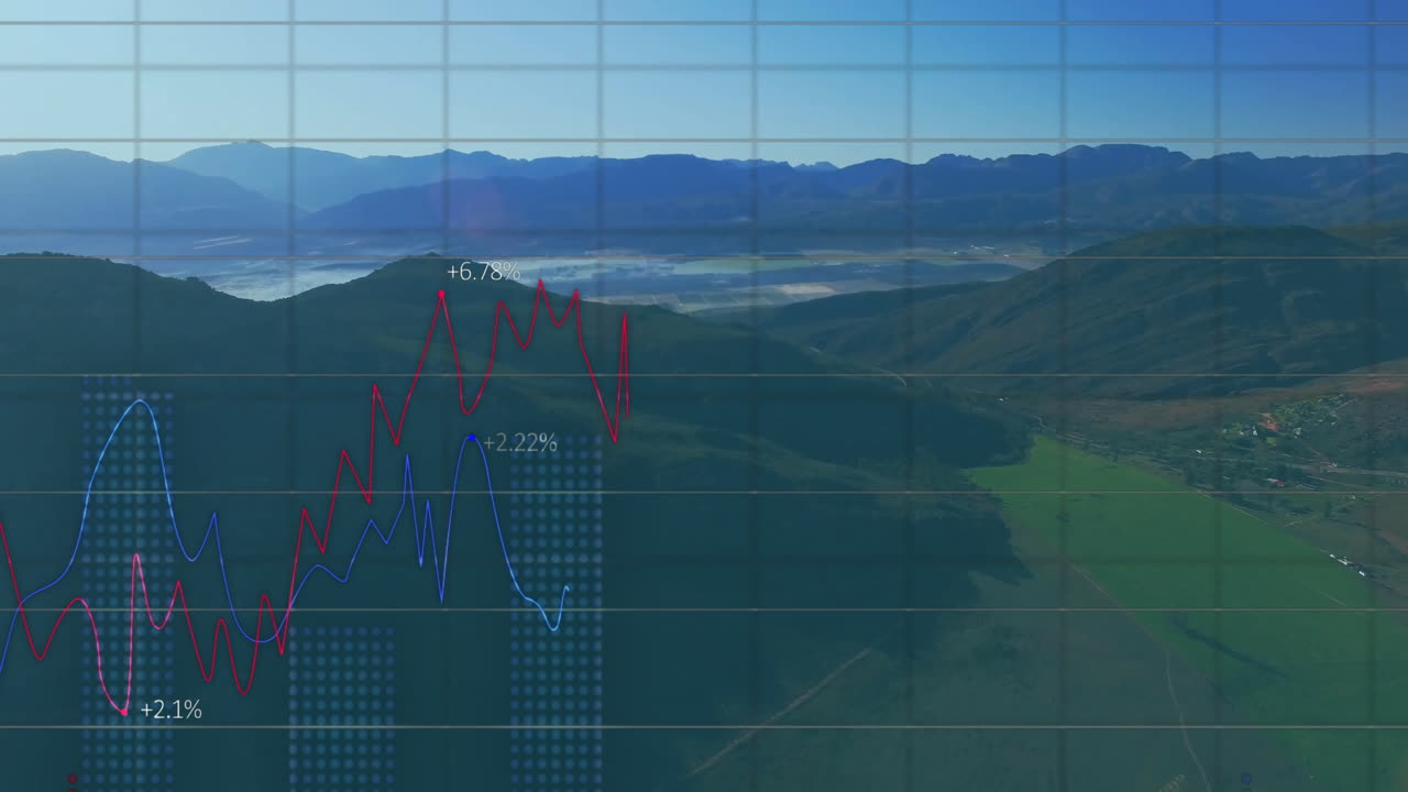 데이터 처리 및 풍경에 대한 다이어그램의 애니메이션