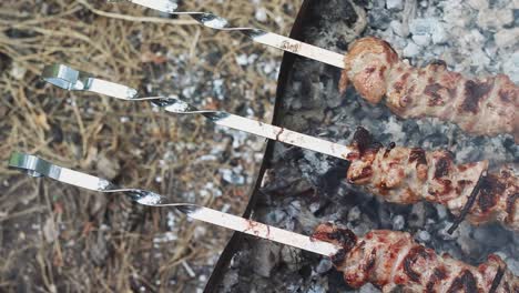 Grilling-shish-kebab-meat-on-charcoal.-Cooking-meat-barbecue-on-hot-grill