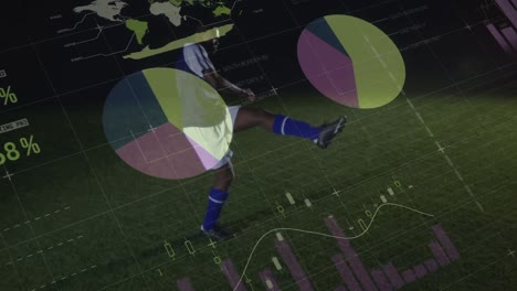 animación del procesamiento de datos sobre un jugador de fútbol afroamericano