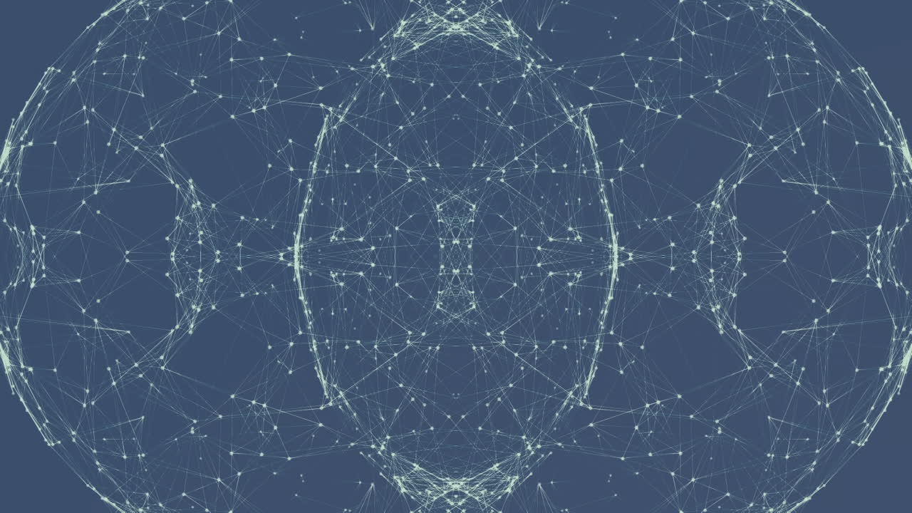 파란색 배경에 대한 연결 네트워크의 지구의 디지털 애니메이션