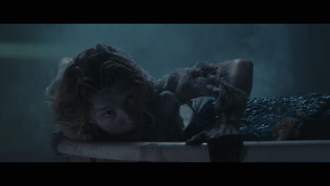 a girl meets a siren hat appears form the bathtub with hot water