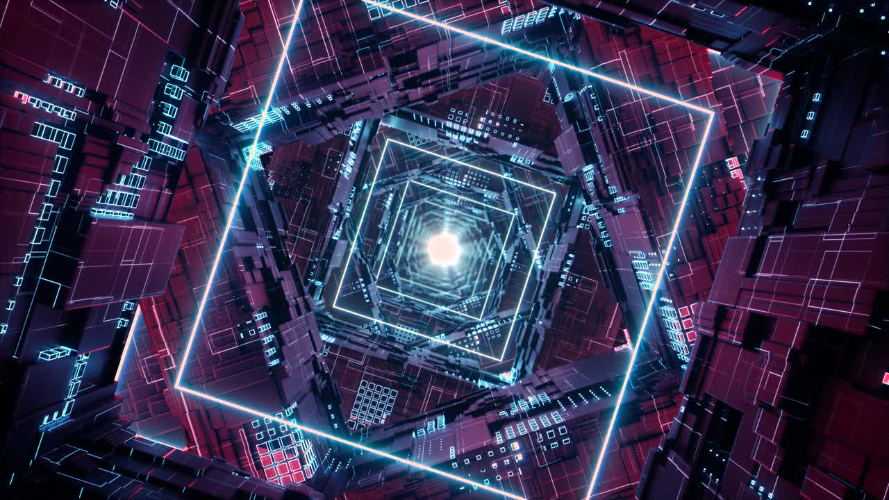 el túnel de neón futurista en 4k
