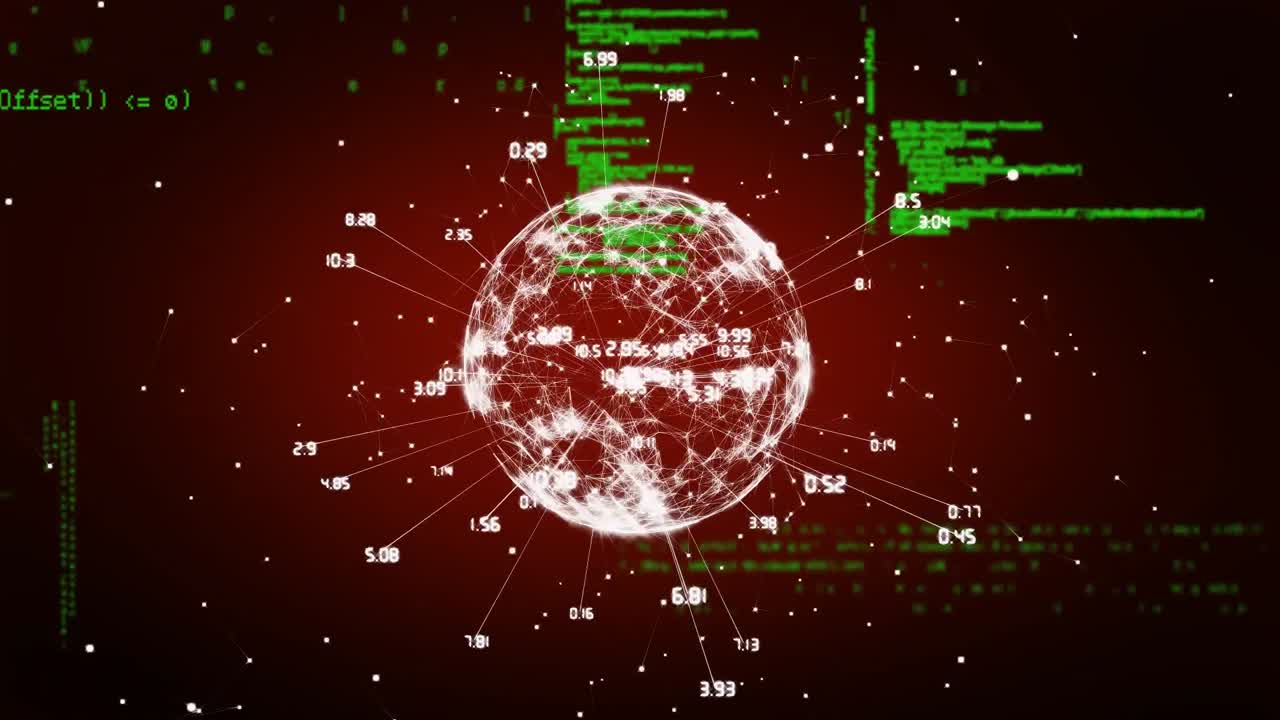 숫자와 디지털 코드가 있는 지구촌.