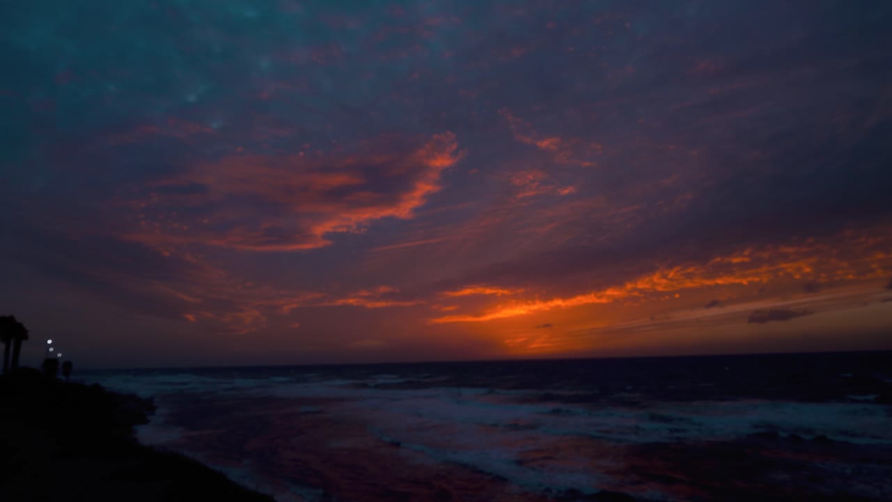 A chaotic dreamy time lapse sunset at the beach