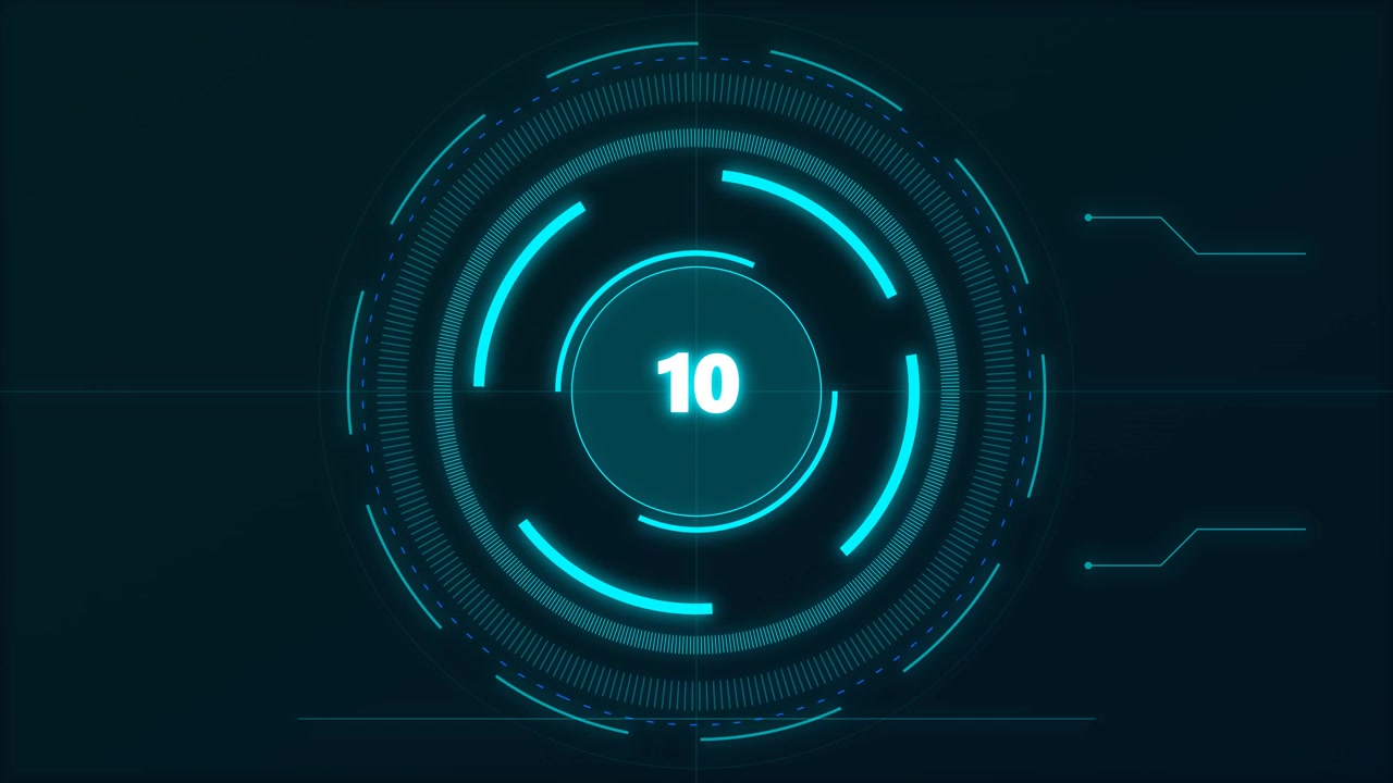 Digital Countdown Timer with Futuristic HUD Interface