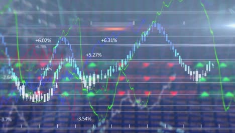 Animation-of-stock-market-display-with-green-and-blue-stock-market-numbers-and-graphs-in-background