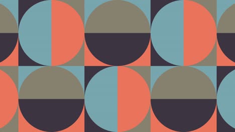 animated tiles in warm color palette in retro geometric pattern. minimal motion graphic seamless looped animation in vintage flat style