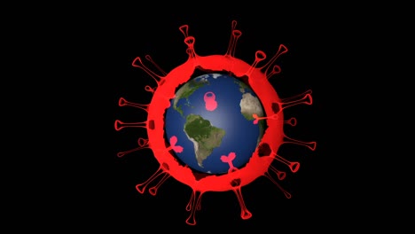gran virus verde girando con tierra absorbida dentro