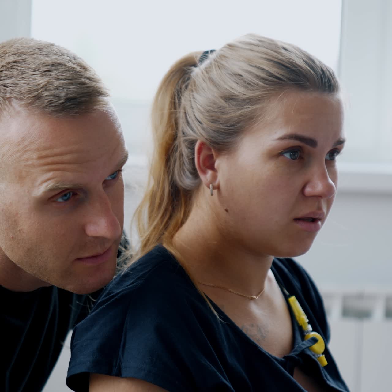 Young couple waiting baby. Pregnancy supporting in hospital