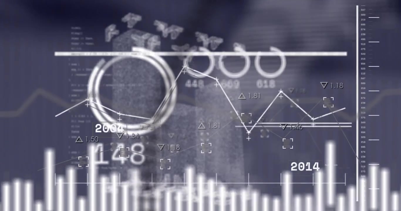 Animation of data processing on blurred background
