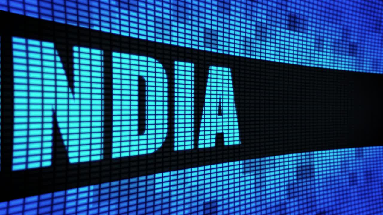 India displayed on a LED screen