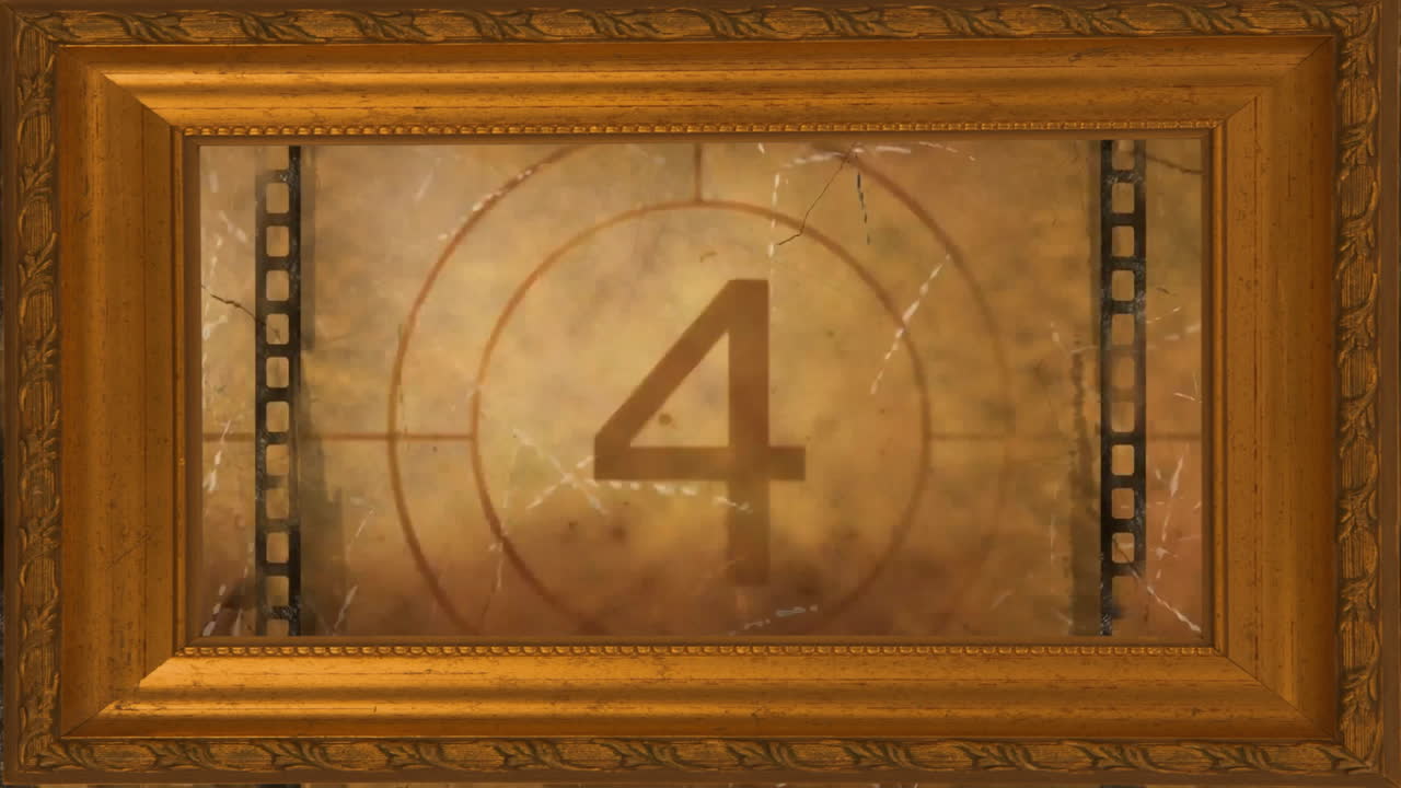 갈색 바탕에 프레임에서 자정까지 카운트다운의 애니메이션