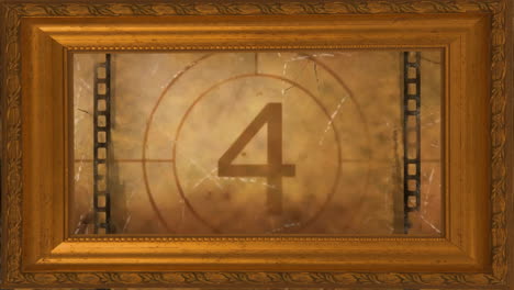 animation of countdown to midnight in frame on brown background