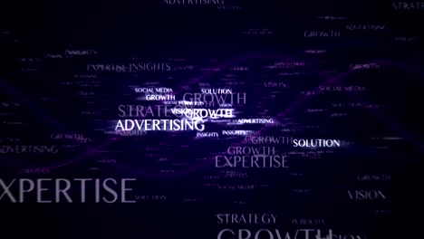 animación de texto de marketing y palabras clave