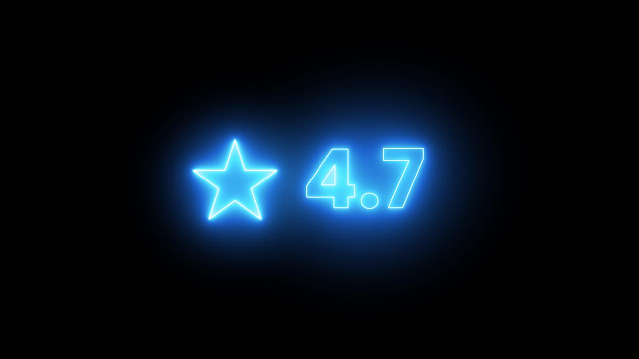 Neon Blue Star Rating Increasing on Black Background