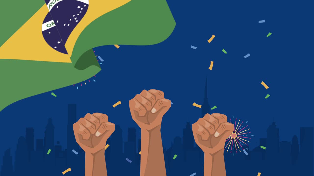 독립 브라질 애니메이션 손, 주먹, 발