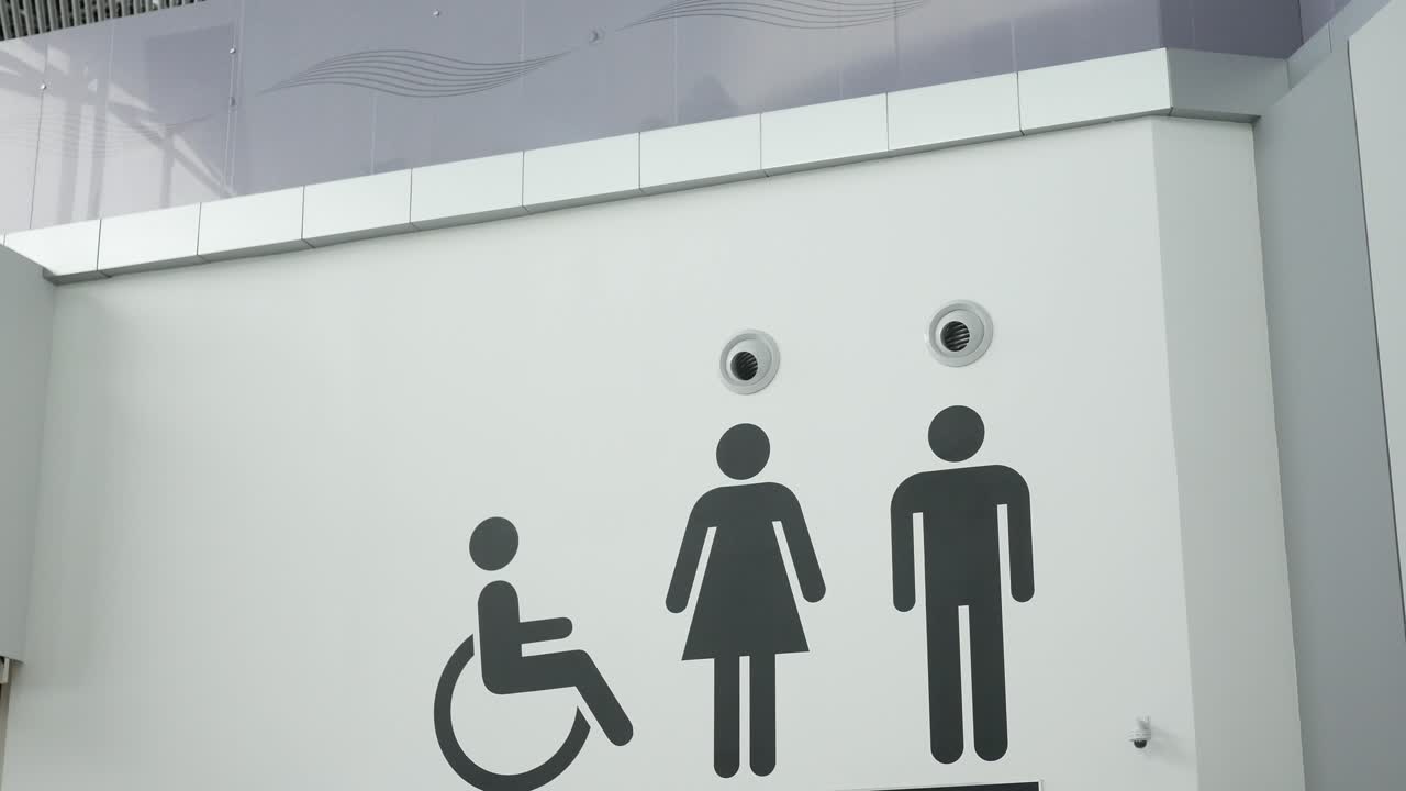 Restroom sign with wheelchair accessible symbol