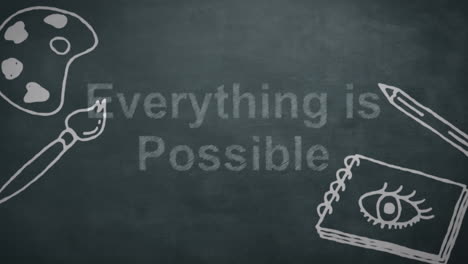 animation of everything is possible text over school items icons