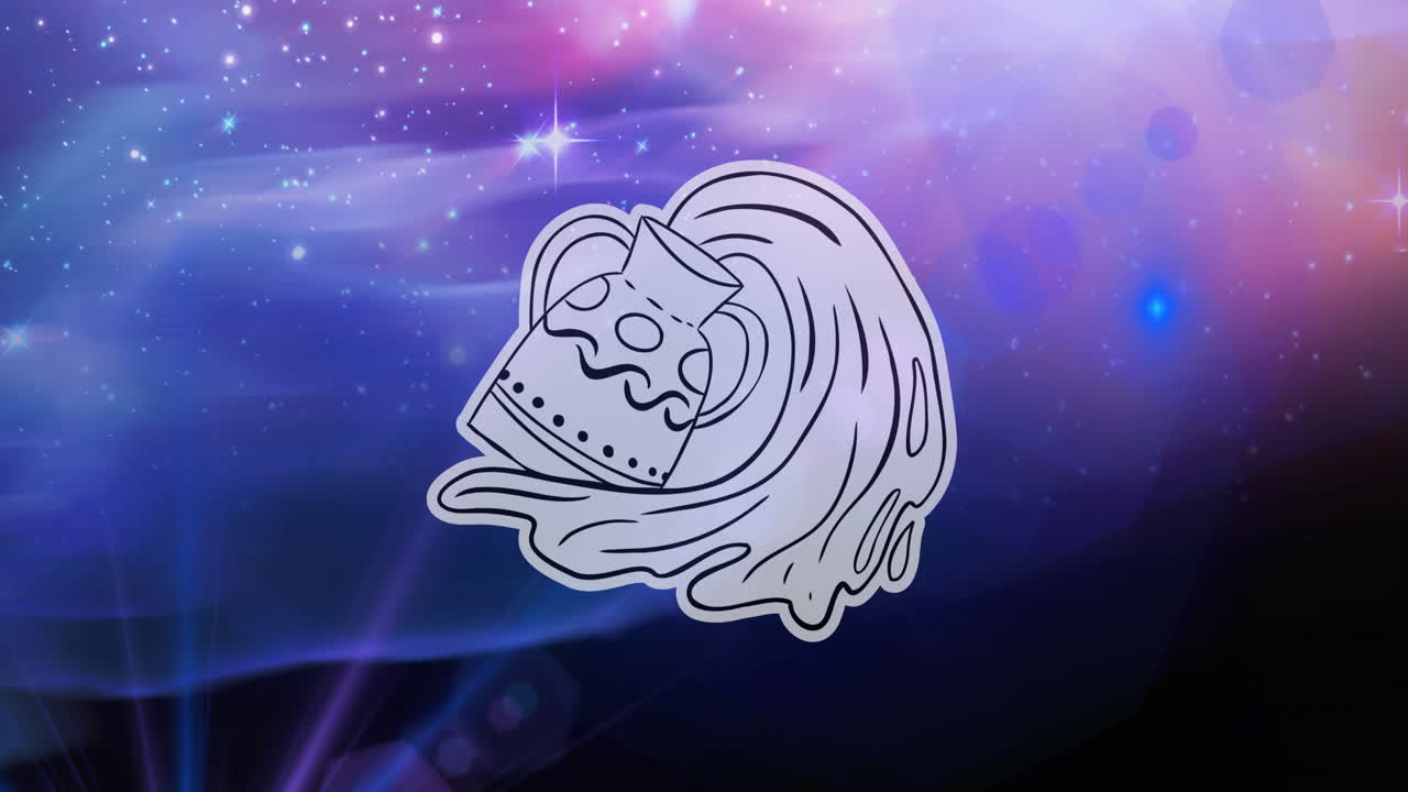 별이 가득 찬 파란 하늘 위 에 있는 물병자리 별자리 의 구성