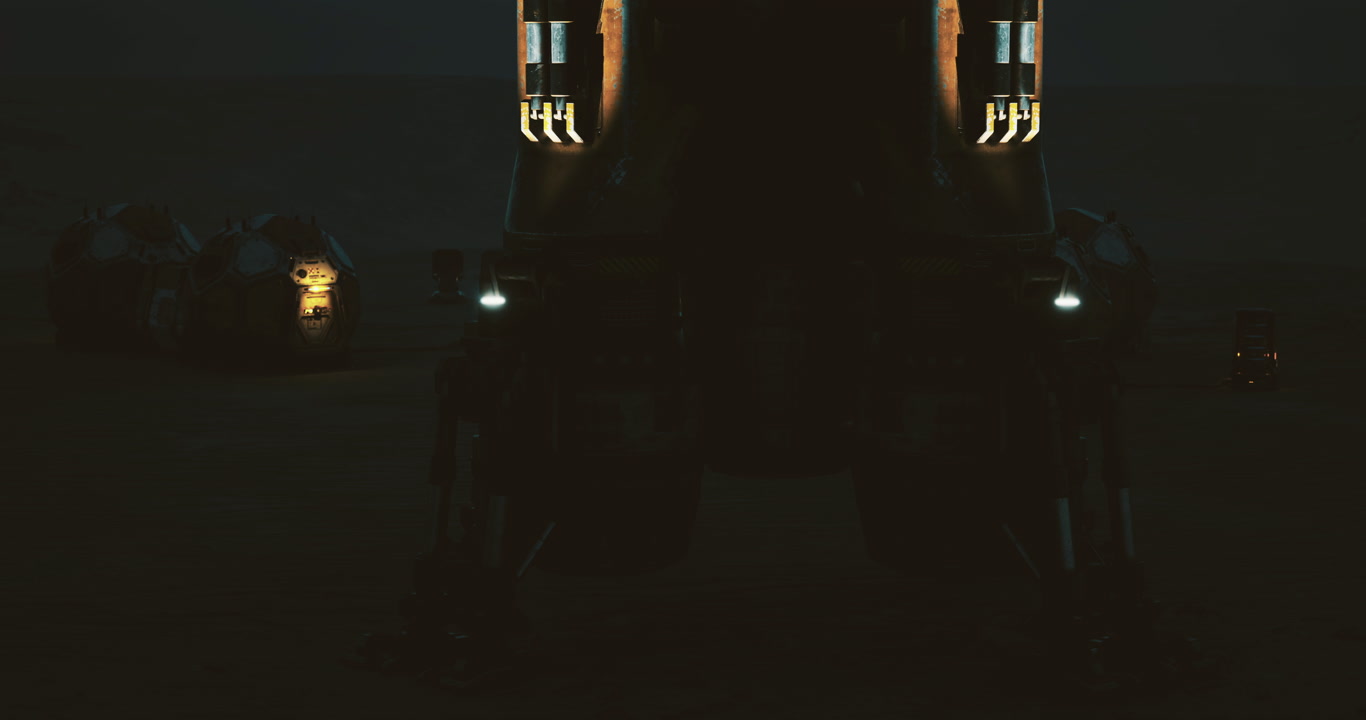 Exploration vehicle on the martian surface during twilight