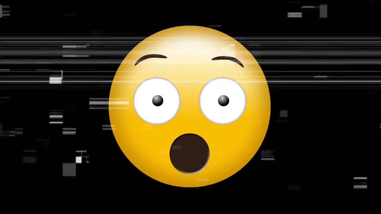 Animation of yellow astonished emoji