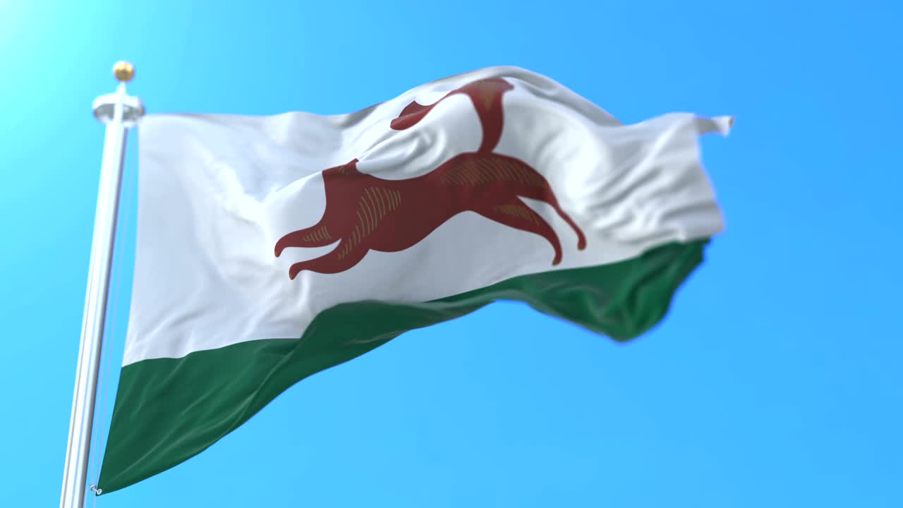 bandera de ufa, ciudad capital de la república de bashkortostán, rusia. bucle