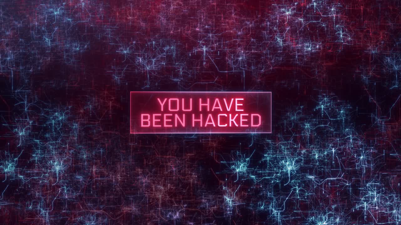 You have been hacked concept over dark computer networks background
