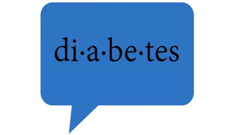 animación del texto de detener la diabetes sobre un fondo blanco