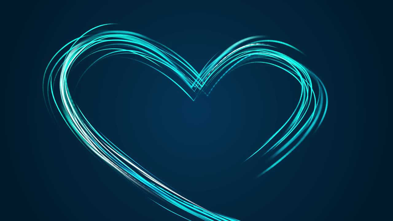 분자들로 그려진 추상적인 심장 모양입니다.