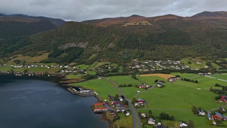 aerial over syvde, vanylven municipality, norway