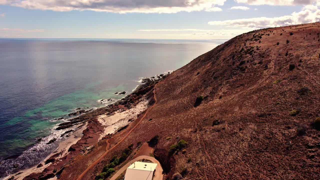 Aerial view of seascape along the vast beach on the South Coast during summer