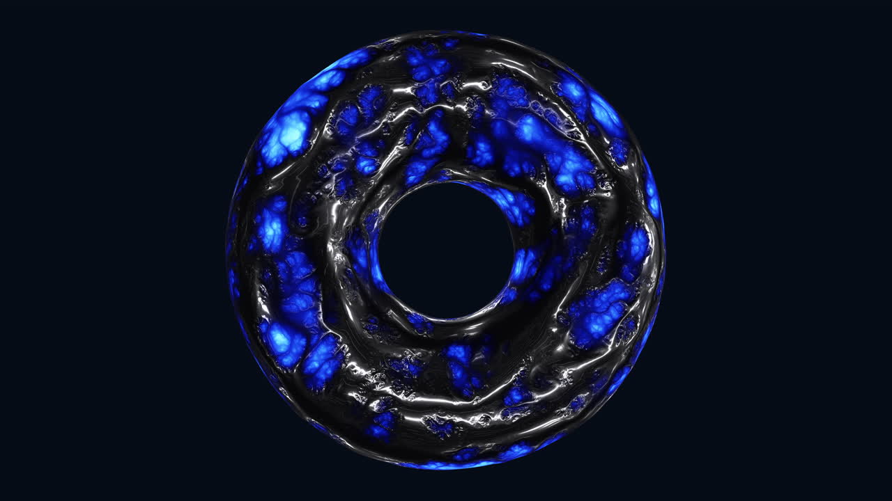 파란 대리석은 어두운 캔버스에 반사되는 구입니다.