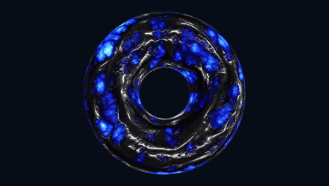 mármol azul una esfera reflectante en un lienzo oscuro