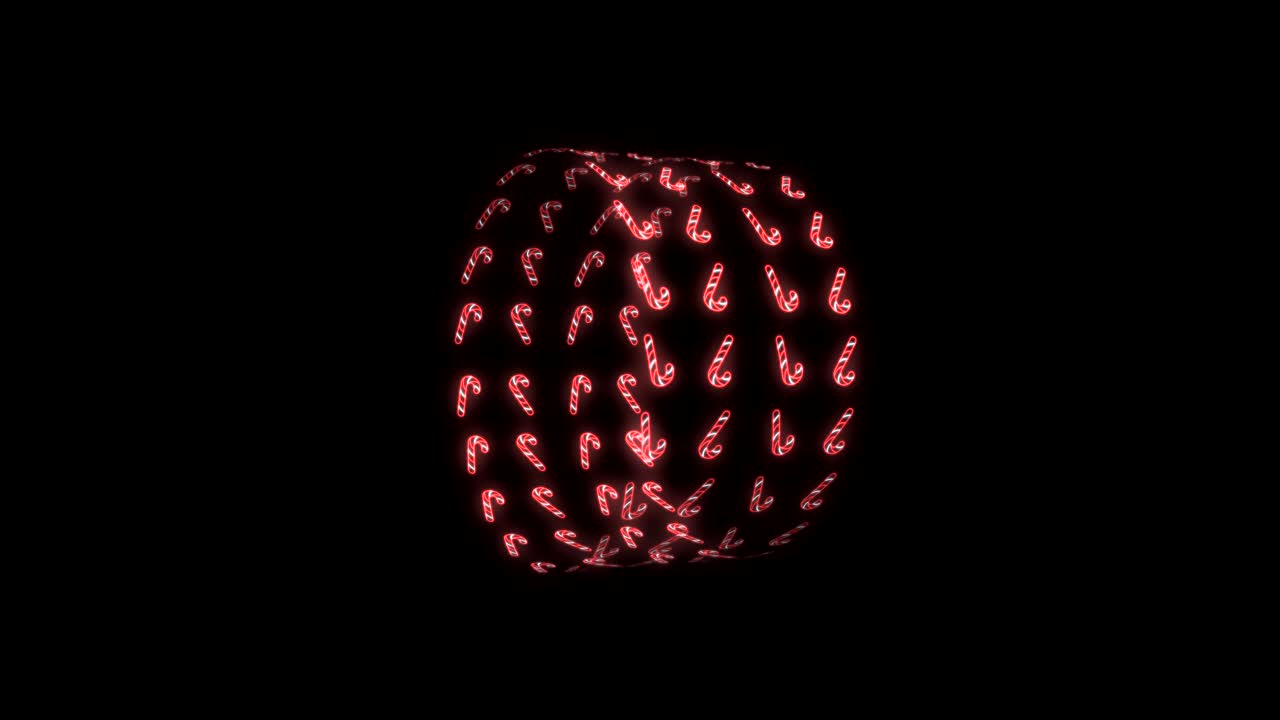 빨간색 흰색과 검은색 반복 애니메이션에서 사탕 지팡이의 네온 크리스마스 패턴 배경