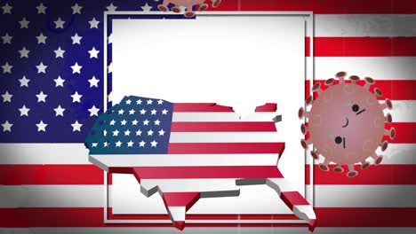Animation-Von-Coronavirus-Zellen-über-Einer-Mit-Amerikanischer-Flagge-Gefärbten-Karte-Der-USA