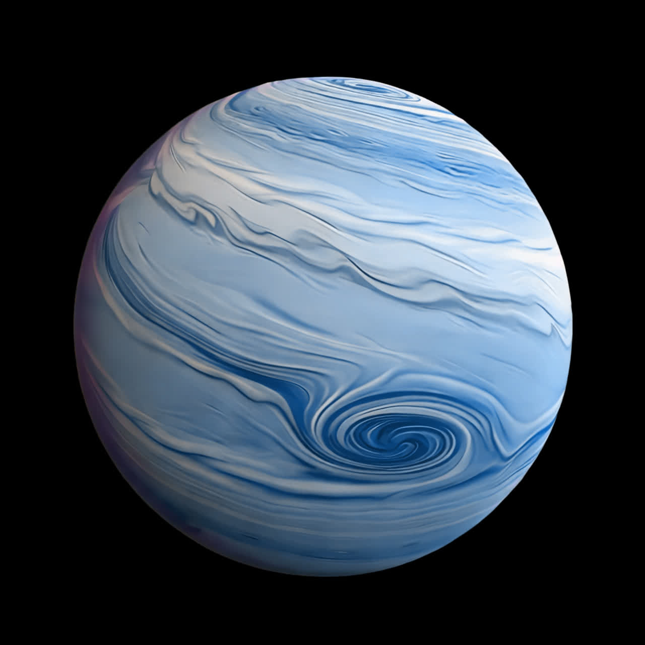 Aset terisolasi animasi planet biru berputar, video 4K transparan, saluran alfa, ProRes 4444