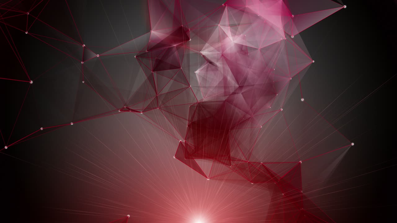 Powerful plexus animation with glowing triangles in slow motion and light, 4096x2304 loop 4K