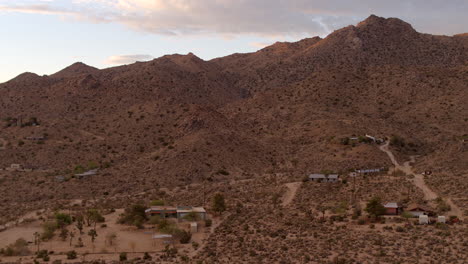 aerial of houses at the foothills of joshua tree on a pretty sunny morning