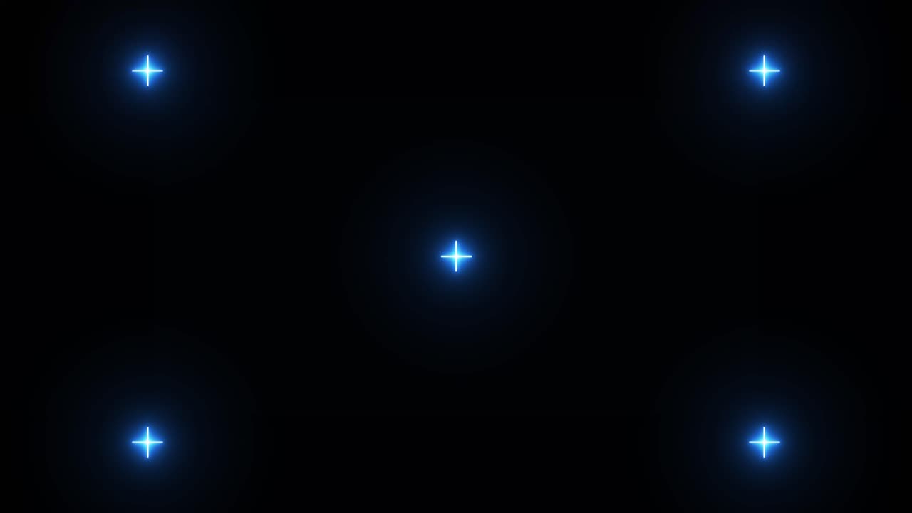 Glowing Blue Crosses on Black Background