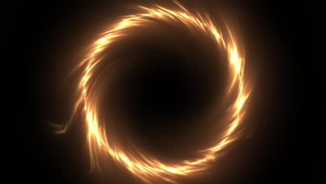 orange fire color magic chaotic abstract portal black hole with flickering flame particles in circle shape. motion graphic simulation black background 4k.
