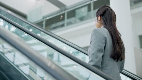 escalator, business woman and consultant in office