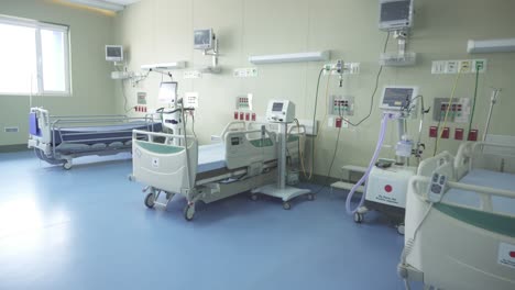 empty medical beds in the hospital ward, modern medical intensive care wards and equipments for children with burns, honduras